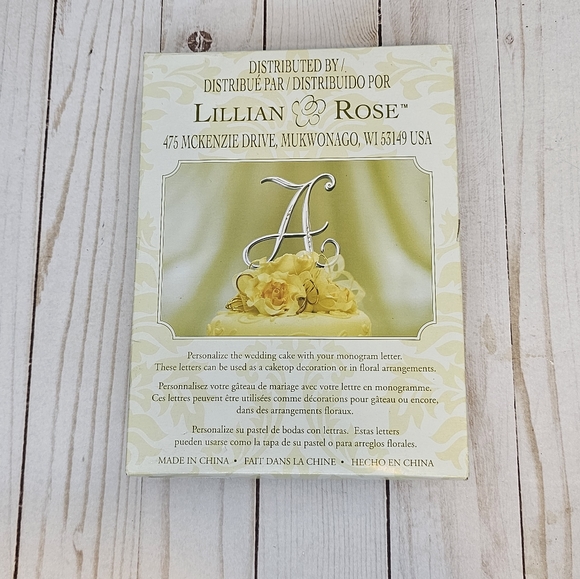 Lillian Rose Monogram "M" Cake Topper New in Box - Picture 2 of 3